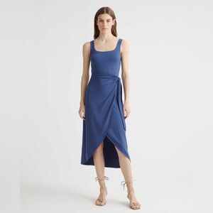 Quince Tencel Jersey Side Tie Dress in Navy